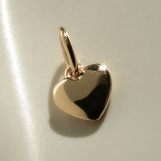 Solid 14k Gold Tiny Puffy Heart Charm
