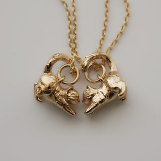Cat Heart Tail Necklace Duo