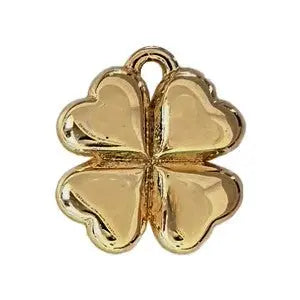 Gold four-leaf clover charm, perfect for custom jewelry designs and personalized gifts.