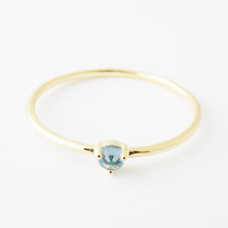 Aquamarine Crystal Point Solitaire Ring - Honeycat Jewelry