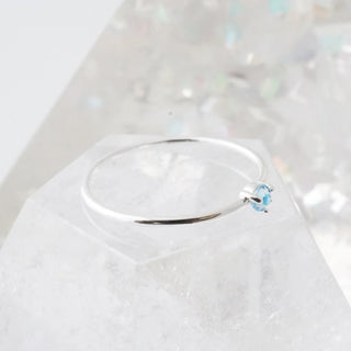 Aquamarine Crystal Point Solitaire Ring - Honeycat Jewelry