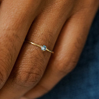 Aquamarine Crystal Point Solitaire Ring - Honeycat Jewelry