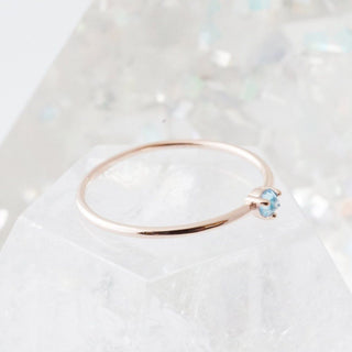 Aquamarine Crystal Point Solitaire Ring - Honeycat Jewelry