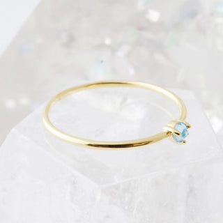 Aquamarine Crystal Point Solitaire Ring - Honeycat Jewelry