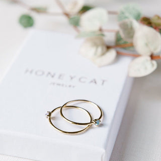 Aquamarine Crystal Point Solitaire Ring - Honeycat Jewelry