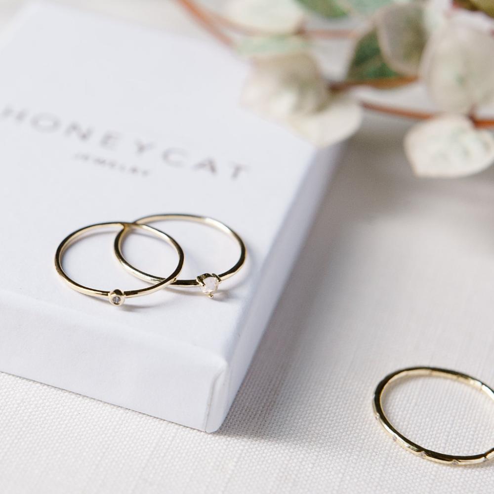 Bezel Solitaire Ring - Honeycat Jewelry