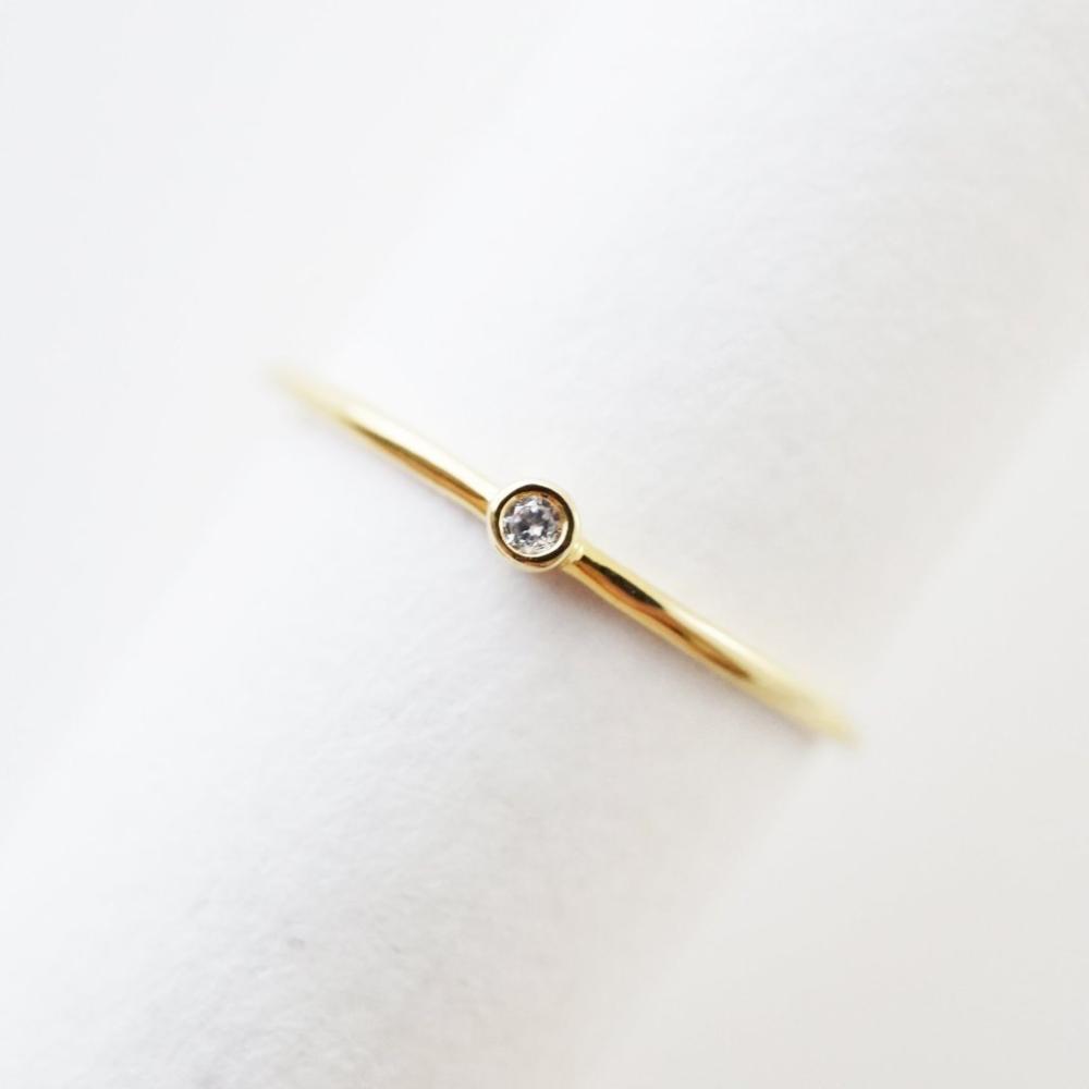 Bezel Solitaire Ring - Honeycat Jewelry