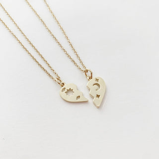 BFF Heart Set Necklace Duo - Honeycat Jewelry