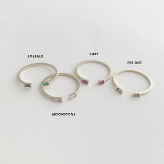 Birthstone Baguette Ring - Honeycat Jewelry