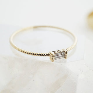 Crystal Baguette Twist Ring - Honeycat Jewelry