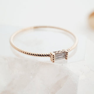 Crystal Baguette Twist Ring - Honeycat Jewelry