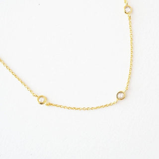 Crystal Bezel Trio Necklace - Honeycat Jewelry