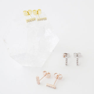 Crystal Drop Bar Earrings - Honeycat Jewelry