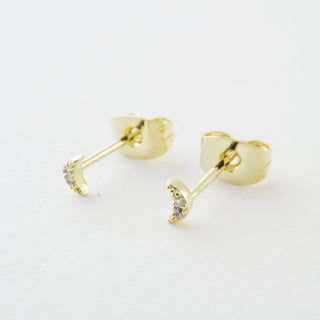 Mini Moon Crystal Stud Earrings