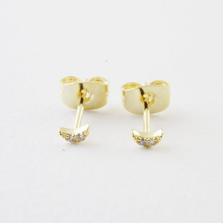 Mini Moon Crystal Stud Earrings