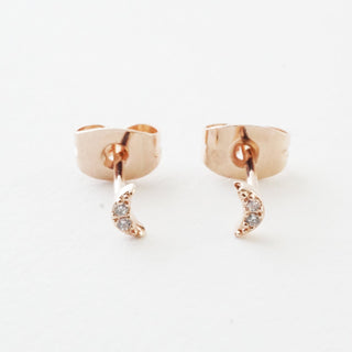 Mini Moon Crystal Stud Earrings
