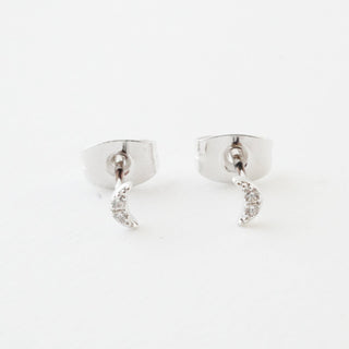 Mini Moon Crystal Stud Earrings