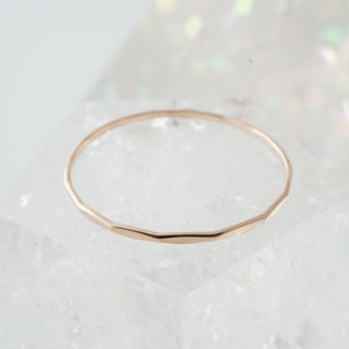 Hammered Skinny Stacking Ring, 14k Gold - Honeycat Jewelry