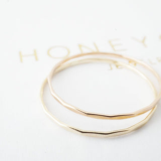 Hammered Skinny Stacking Ring, 14k Gold - Honeycat Jewelry