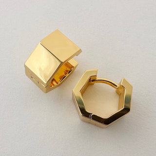 Hexagon Huggie Hoops - Honeycat Jewelry