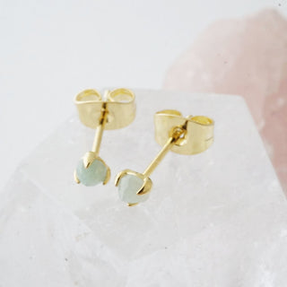 Jade Point Solitaire Studs - Honeycat Jewelry