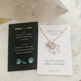 Karma Crystal + Disc Necklace - Honeycat Delicate Jewelry