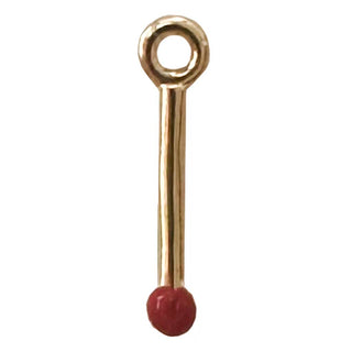 Gold charm shaped like a matchstick, perfect for adding a whimsical touch to spell charms and accessories.