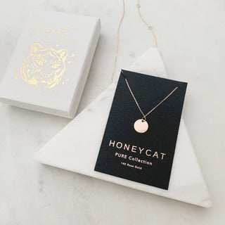 Mini Hanging Sun Disc Necklace, 14k Gold - Honeycat Jewelry