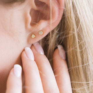 Mini Heart Crystal Stud Earrings - Honeycat Jewelry