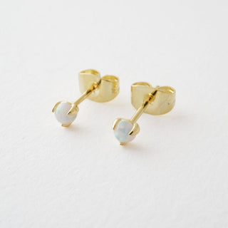 Opal Orb Solitaire Studs - Honeycat Jewelry