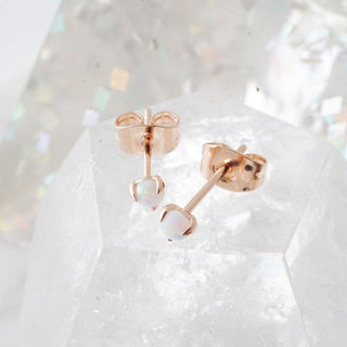 Opal Orb Solitaire Studs - Honeycat Jewelry