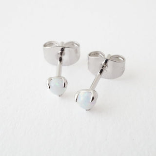 Opal Orb Solitaire Studs - Honeycat Jewelry