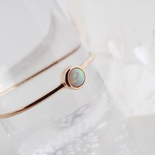 Opal Solitaire Ring, 14k Gold - Honeycat Jewelry