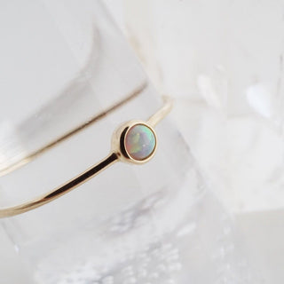 Opal Solitaire Ring, 14k Gold - Honeycat Jewelry