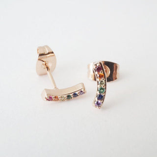 Rainbow Crystal Arc Earrings - Honeycat Jewelry