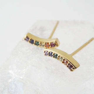 Rainbow Crystal Arc Earrings - Honeycat Jewelry