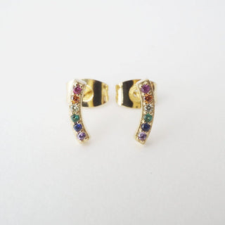 Rainbow Crystal Arc Earrings - Honeycat Jewelry