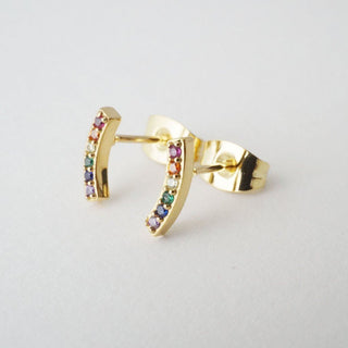 Rainbow Crystal Arc Earrings - Honeycat Jewelry