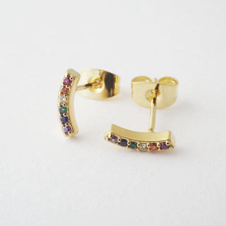 Rainbow Crystal Arc Earrings - Honeycat Jewelry