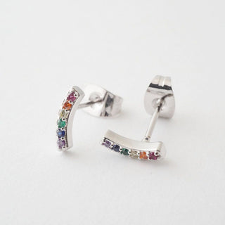 Rainbow Crystal Arc Earrings - Honeycat Jewelry