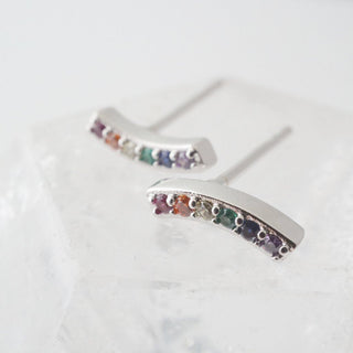 Rainbow Crystal Arc Earrings - Honeycat Jewelry