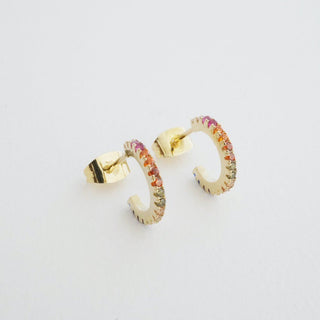 Rainbow Crystal Huggie Hoops - Honeycat Jewelry