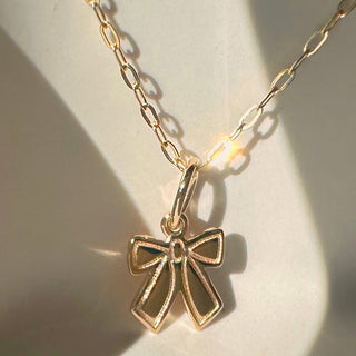 Solid 14k Gold Tiny Bow Charm - Honeycat