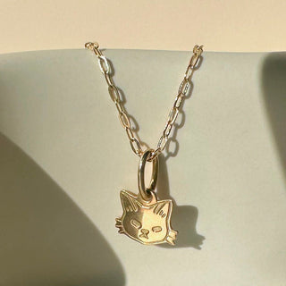 Solid 14k Gold Tiny Cat Charm - Honeycat