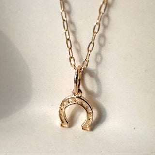 Solid 14k Gold Tiny Horseshoe Charm - Honeycat