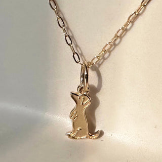 Solid 14k Gold Tiny Hound Dog Charm - Honeycat