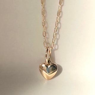 Solid 14k Gold Tiny Puffy Heart Charm - Honeycat