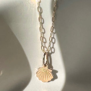 Solid 14k Gold Tiny Shell Charm - Honeycat