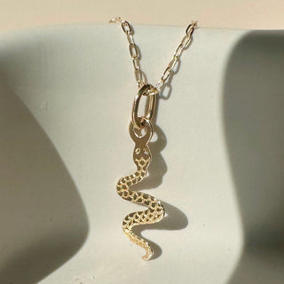 Solid 14k Gold Tiny Snake Charm - Honeycat