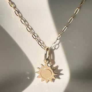 Solid 14k Gold Tiny Sun Charm - Honeycat